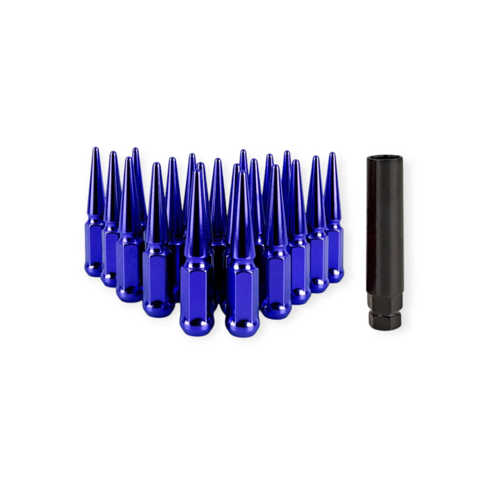Mishimoto Steel Spiked Lug Nuts M12x1.5 20pc Set - Blue - Lunaticsco