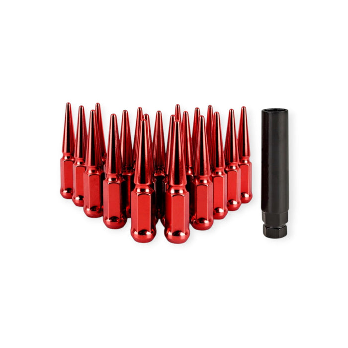 Mishimoto Steel Spiked Lug Nuts M12x1.5 20pc Set - Red - Lunaticsco