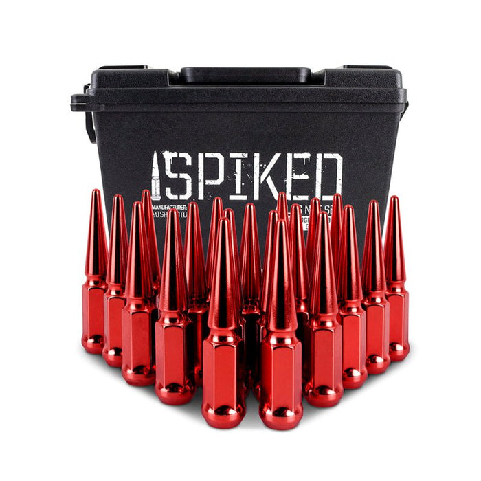 Mishimoto Steel Spiked Lug Nuts M12x1.5 20pc Set - Red - Lunaticsco