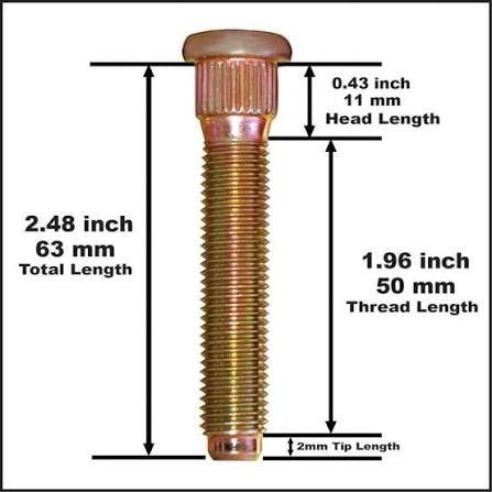 50mm Extended Wheel Studs M12x1.5 Lexus / Toyota (10-Piece) - Lunaticsco