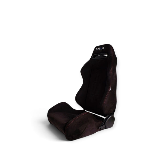NRG Sport Seats (Pair) Type-R Suede w/NRG Logo - Black w/Red Stitching