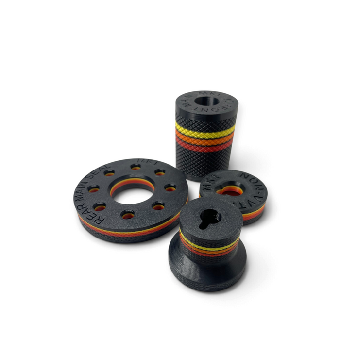 LunaticsCo MK1 Motorsport 2JZ engine seal installer kit featuring four 3D printed black ASA plastic tools