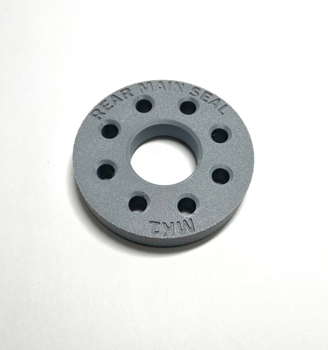 LunaticsCo MK1 Motorsport 3D printed grey ASA plastic rear main seal installer tool for Toyota 1JZ and 2JZ engines.