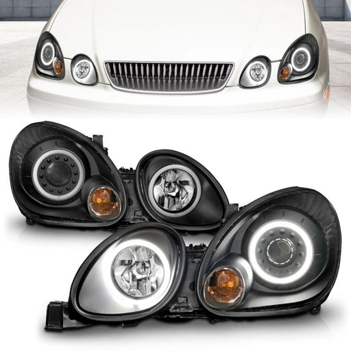 ANZO Projector Headlights w/ Halo Black 98 - 05 Lexus GS300 - Lunaticsco