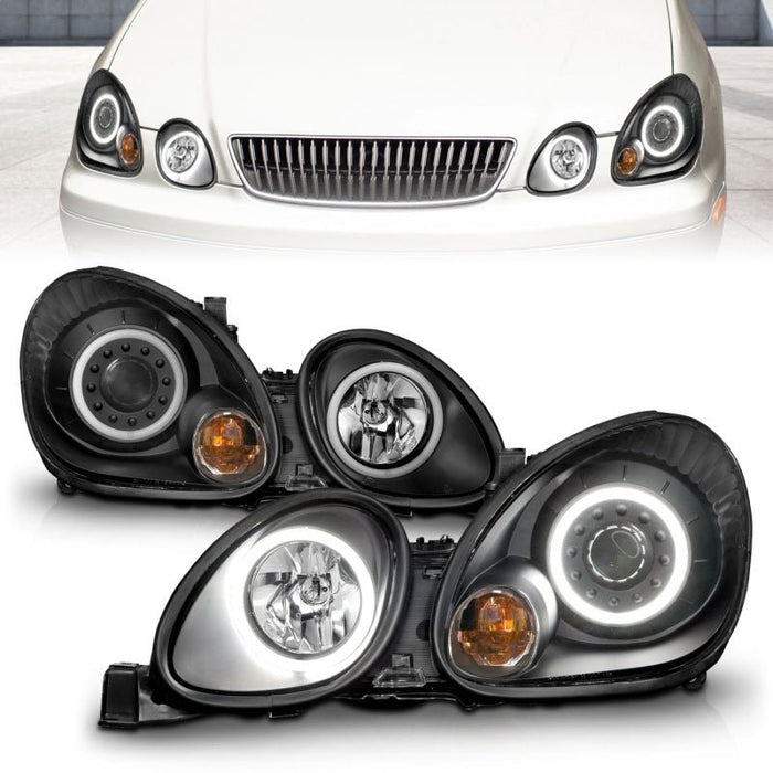 ANZO Projector Headlights w/ Halo Black 98 - 05 Lexus GS300 - Lunaticsco