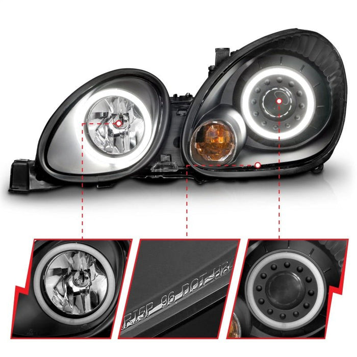 ANZO Projector Headlights w/ Halo Black 98 - 05 Lexus GS300 - Lunaticsco