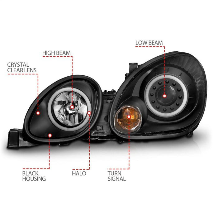 ANZO Projector Headlights w/ Halo Black 98 - 05 Lexus GS300 - Lunaticsco