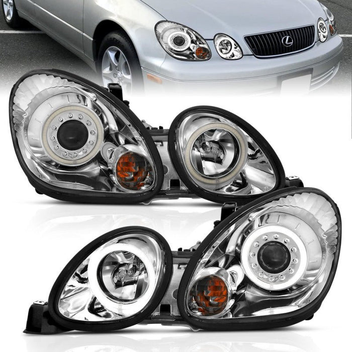 ANZO Projector Headlights w/ Halo Chrome 98 - 05 Lexus GS300 - Lunaticsco