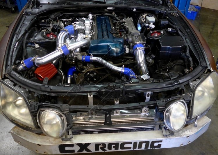 CXRacing 1.5" Aluminum Radiator Hard Pipe Kit For 91 - 00 Lexus SC300 2JZ - GTE Swap - Lunaticsco