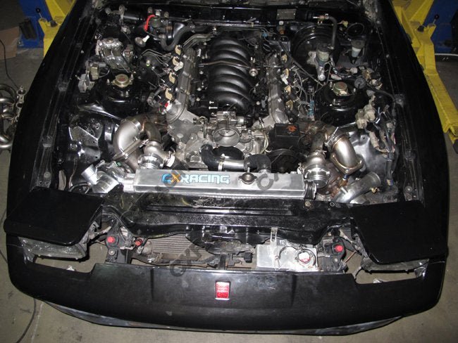 CXRacing Twin Turbo Manifold Set Toyota Supra MKIII MA70 LS1 / LSx Swap (T4, 46mm V-Band) - Lunaticsco