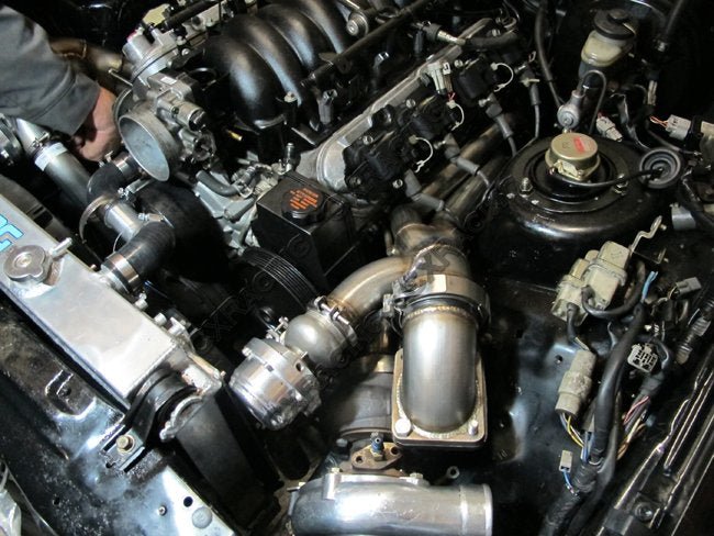 CXRacing Twin Turbo Manifold Set Toyota Supra MKIII MA70 LS1 / LSx Swap (T4, 46mm V-Band) - Lunaticsco