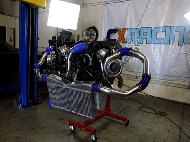 CXRacing Twin Turbo Manifold Set Toyota Supra MKIII MA70 LS1 / LSx Swap (T4, 46mm V-Band) - Lunaticsco