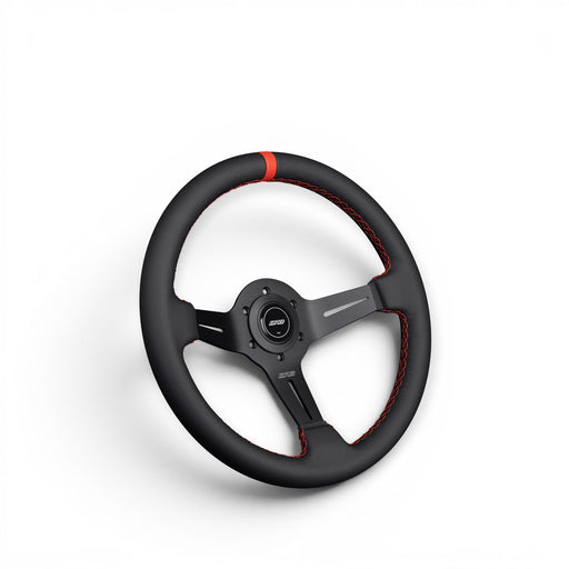 DND Performance Leather Race Wheel Steering Wheel 350mm 50mm Deep - Lunaticsco