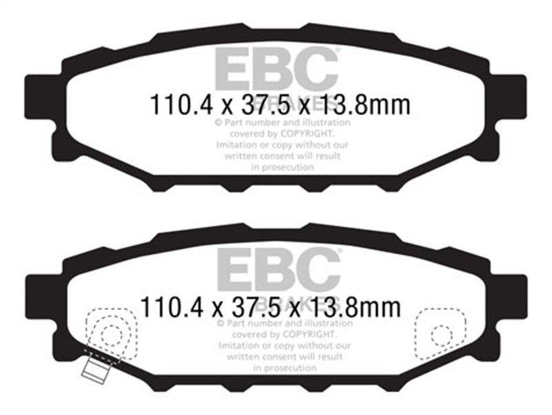 EBC Rear Ultimax2 Brake Pads, Scion FR-S 2013-2016, Subaru BRZ 2013-2020 (Limited, Premium, TS) - Lunaticsco