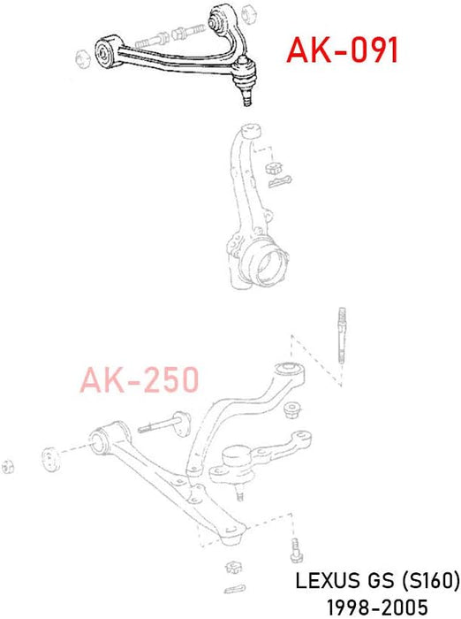 Godspeed Adjustable Front Upper Camber Arms Ball Joints Lexus GS 98 - 05 - Lunaticsco