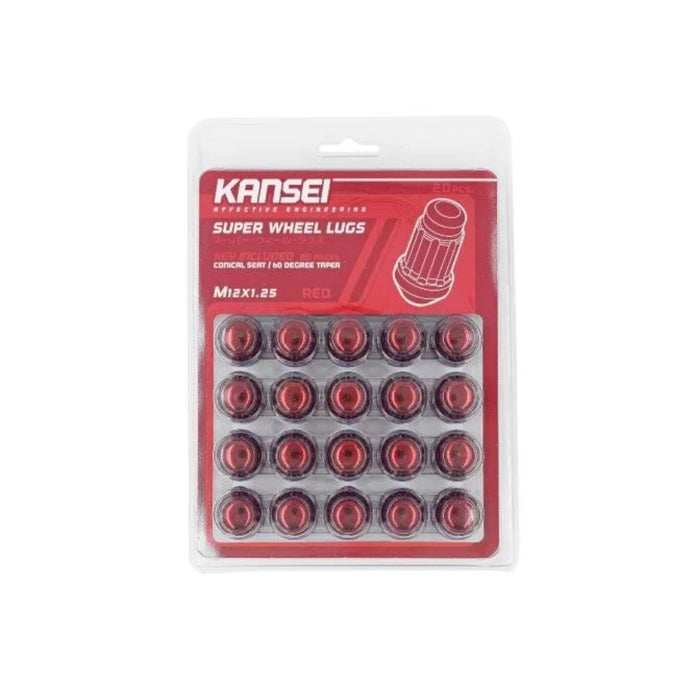 Kansei 12x1.5 Red Spline Acorn Lug Nuts - Lunaticsco