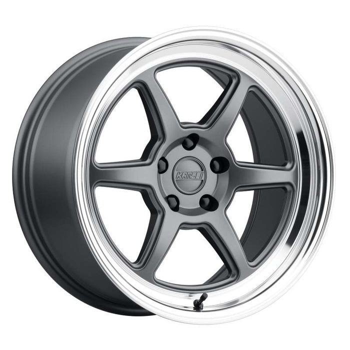 Kansei K14G Roku 18x9.5in 5x110 BP 22mm Offset 73.1mm Bore Grey & Machined Lip - Lunaticsco