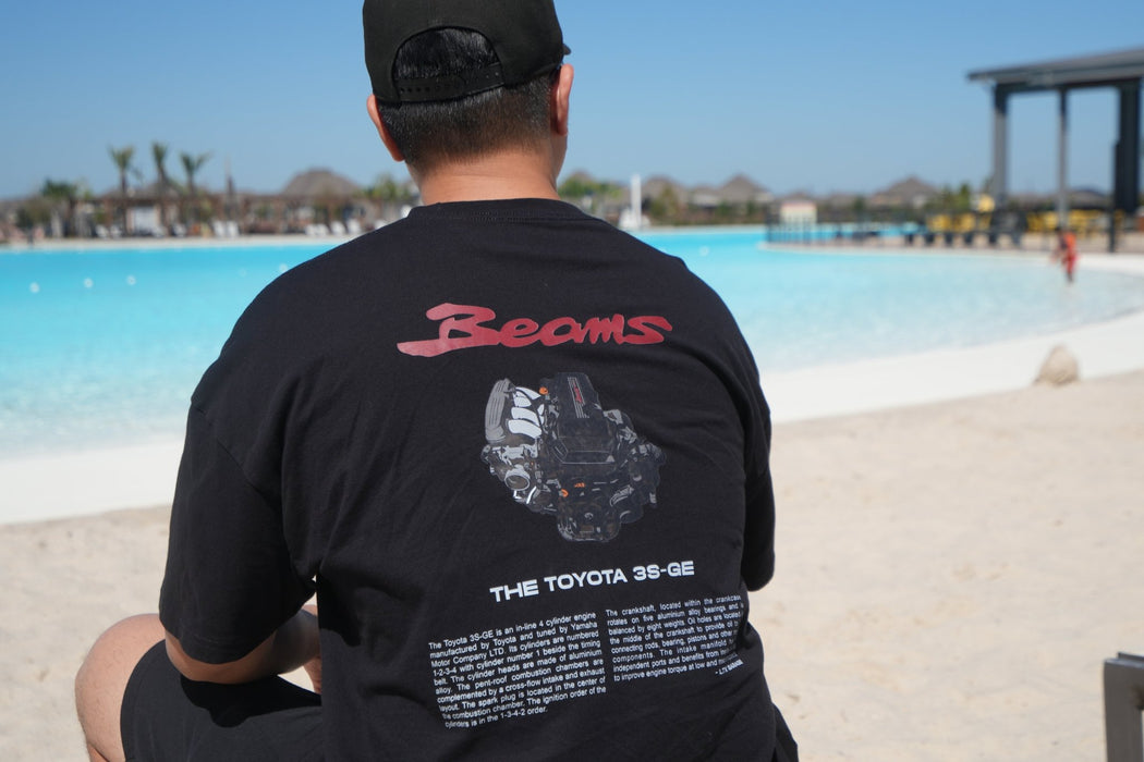 LTX Garage 3SGE BEAMS Engine Heavy Weight Black T-Shirt - Lunaticsco