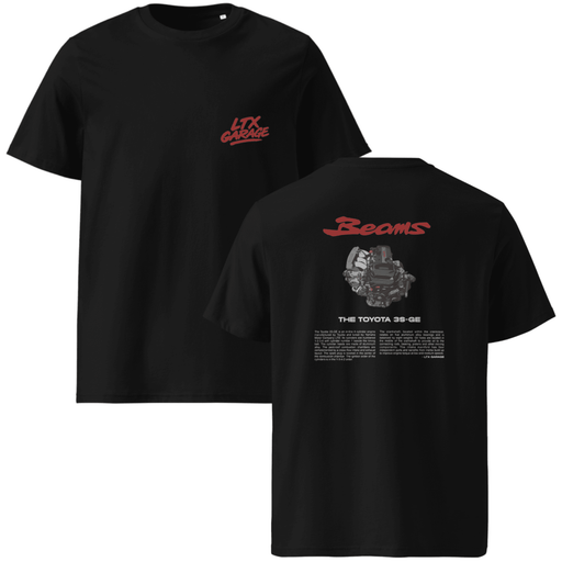 LTX Garage 3SGE BEAMS Engine Heavy Weight Black T-Shirt - Lunaticsco