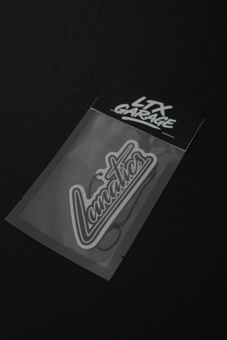 Lunatics Font Logo Black Ice Hanging Air Freshener - Lunaticsco