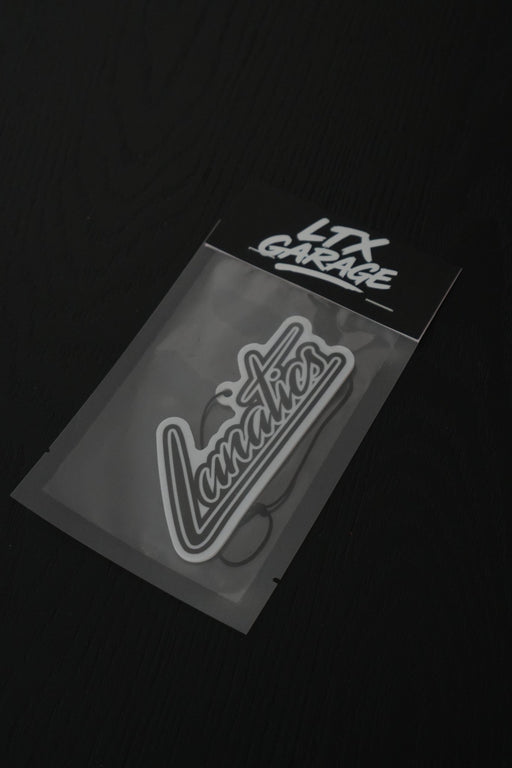 Lunatics Font Logo Black Ice Hanging Air Freshener - Lunaticsco