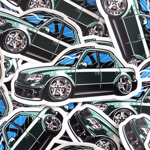 Lunatics Lexus LS400 Midori Green Two - Tone Stance Meister Car 4 - Inch Vinyl Sticker - Lunaticsco
