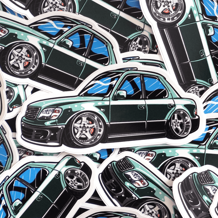 Lunatics Lexus LS400 Midori Green Two - Tone Stance Meister Car 4 - Inch Vinyl Sticker - Lunaticsco