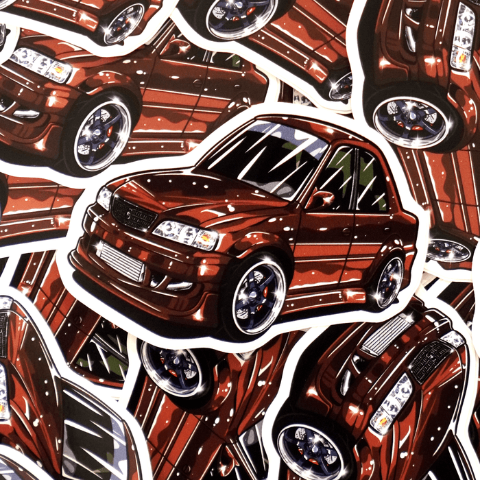 Lunatics Toyota Chaser JZX Root Beer Brown Stance Drift Car 4 - Inch Vinyl Sticker - Lunaticsco