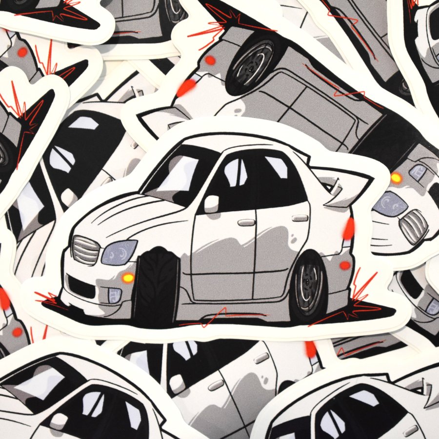 Lunatics White Lexus IS300/Altezza Drift 4-Inch Sticker — Lunaticsco