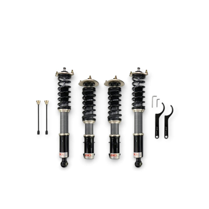 Lunaticsco BC Racing DS Series coilover kit for Toyota Chaser JZX90 and JZX100 with satin chrome dampers and springs.