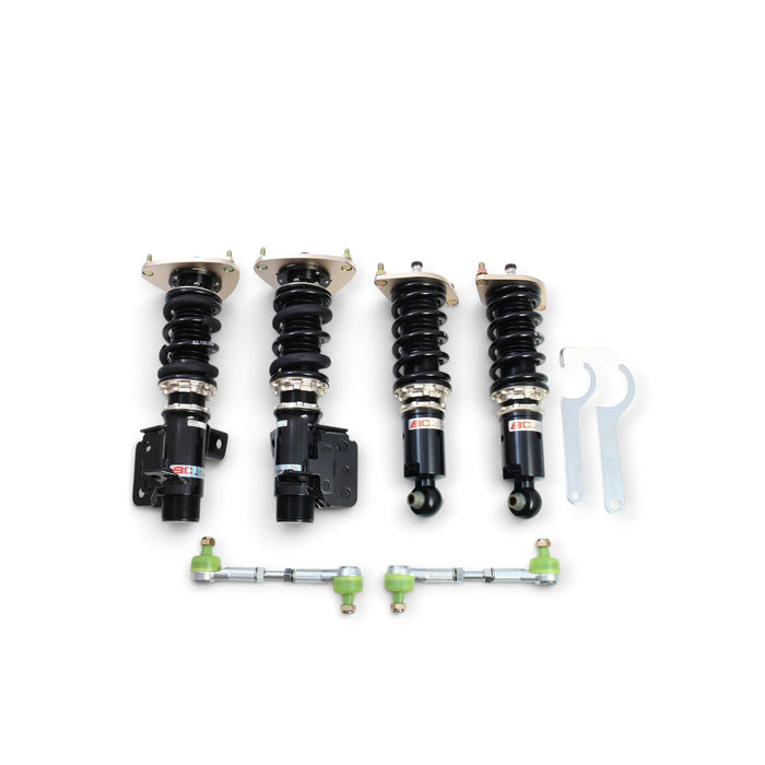 Lunaticsco BC Racing DS Series coilover kit for Subaru BRZ featuring satin chrome dampers and adjustable springs