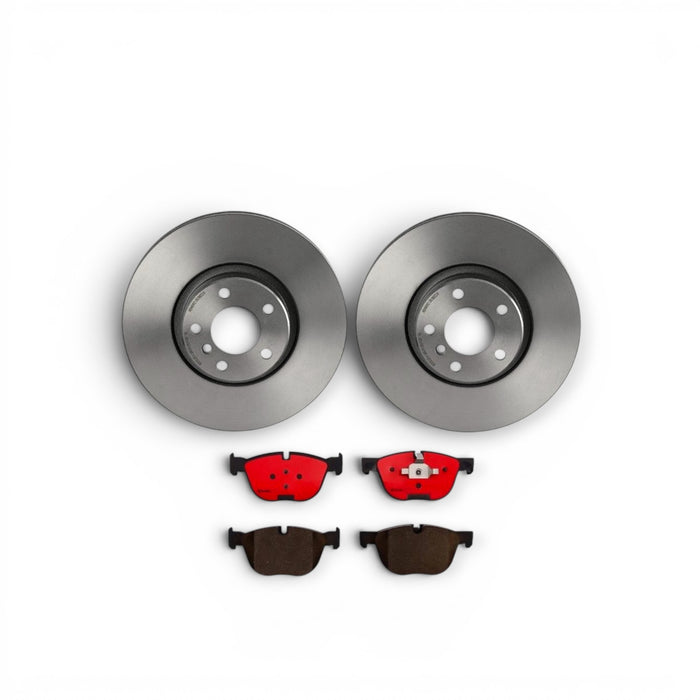 Lunaticsco Brembo OE ceramic disc brake kit with two high carbon cast iron rotors and four ceramic brake pads.