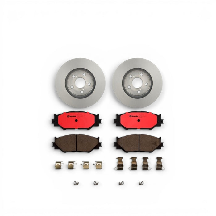 Lunaticsco Brembo OE ceramic disc brake kit with high carbon cast iron rotors and red brake pads for Lexus IS250