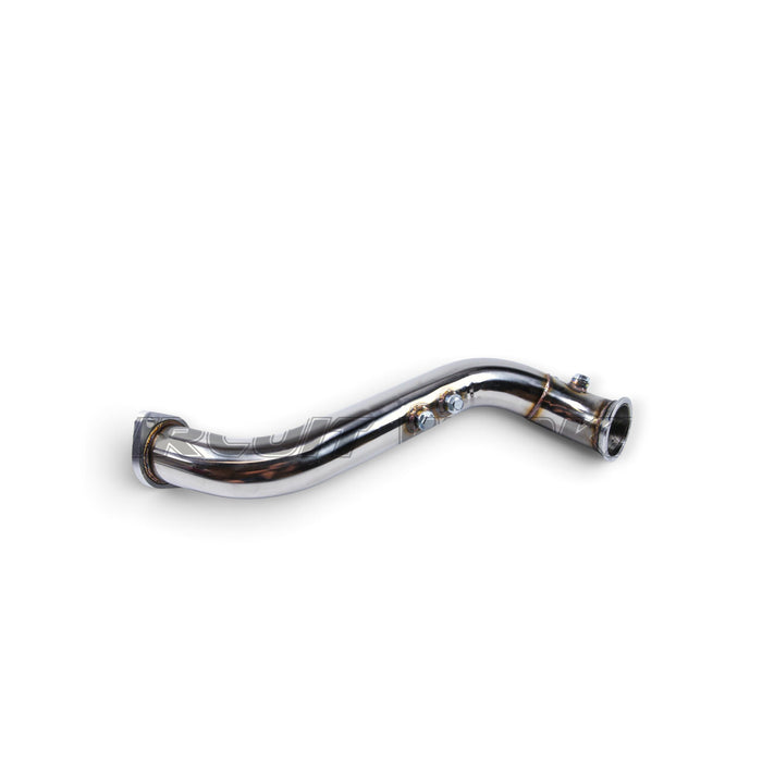 Lunaticsco Circuit Werks 3-inch stainless steel V-band single turbo downpipe for Toyota Supra and Lexus SC300 2JZ engines.
