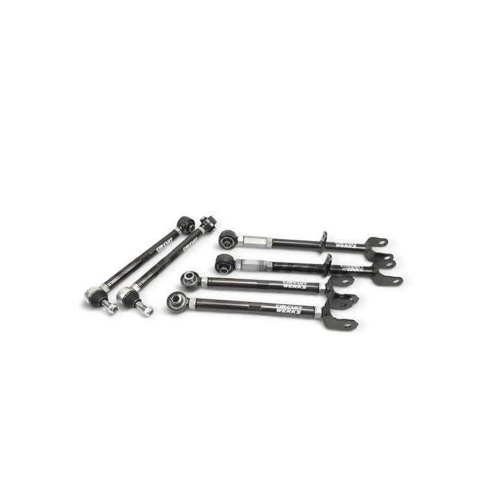 Lunaticsco Circuit Werks adjustable rear racing arm kit for Toyota Cressida MX83 and JZX81 in black finish