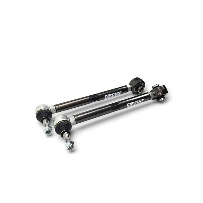 Lunaticsco Circuit Werks adjustable rear toe arms for Toyota Cressida MX83 and JZX81, featuring durable metal design.