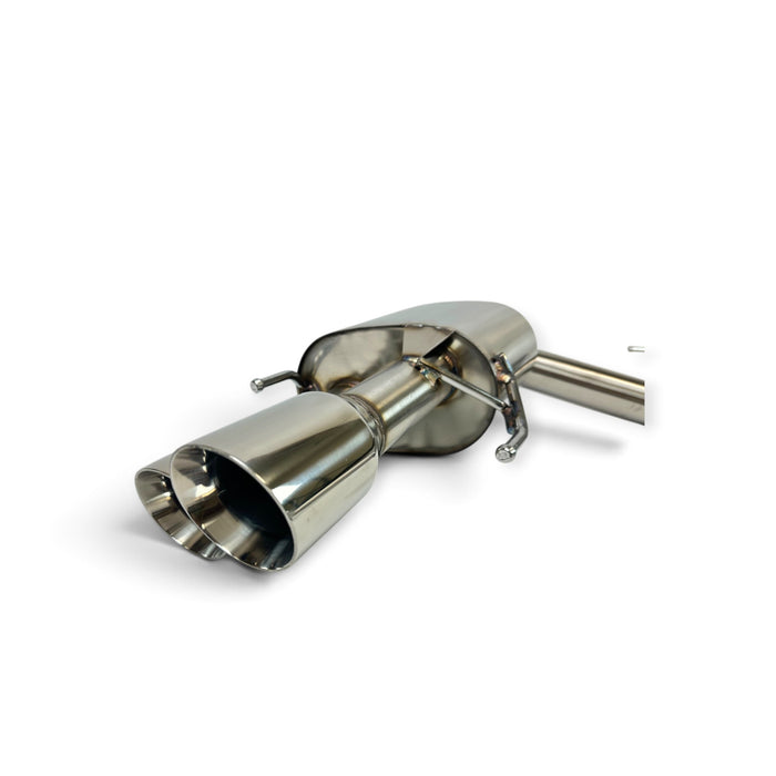 Lunaticsco Circuit Werks polished stainless steel mufflered axle-back exhaust for Lexus GS F with 90mm tips
