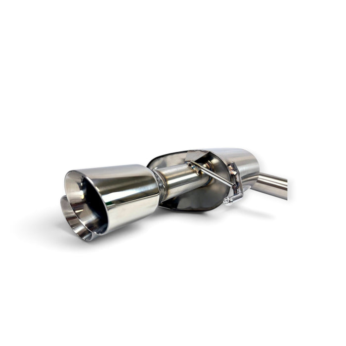 Lunaticsco Circuit Werks polished stainless steel mufflered axle-back exhaust for Lexus GS F with 90mm exhaust tip