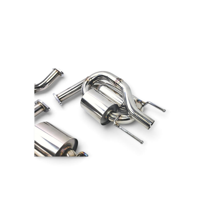 Lunaticsco Circuit Werks polished stainless steel axle-back exhaust system for Lexus IS F with mufflers and Y-pipe