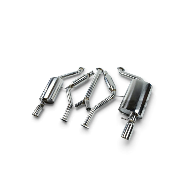 Lunaticsco Circuit Werks dual cat-back exhaust system for Lexus SC300 with polished thick-wall tips and stainless piping