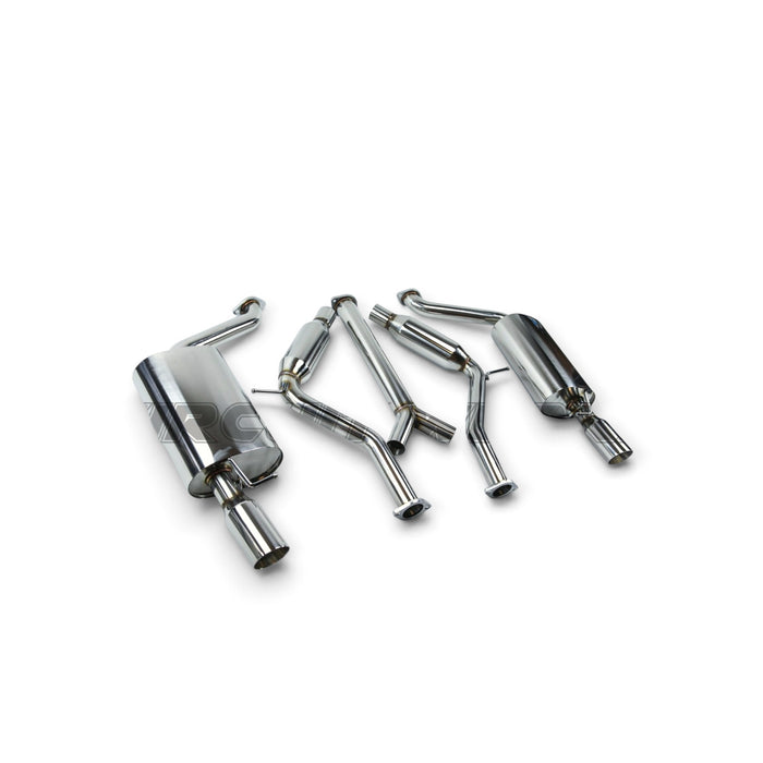 Lunaticsco Circuit Werks dual cat-back exhaust system for Lexus SC300 with polished stainless steel mufflers and tips