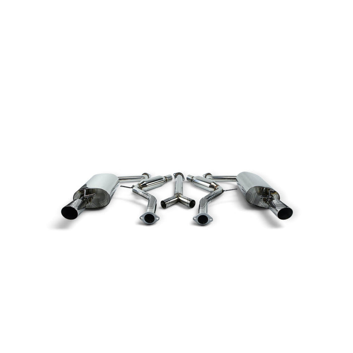 Lunaticsco Circuit Werks dual cat-back exhaust system for Lexus SC300 with polished thick-wall tips and piping.