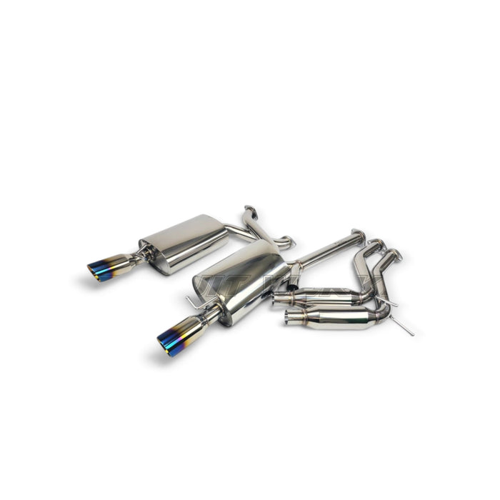 Lunaticsco Circuit Werks dual cat-back exhaust system for Lexus SC300 with burnt thick-wall polished tips