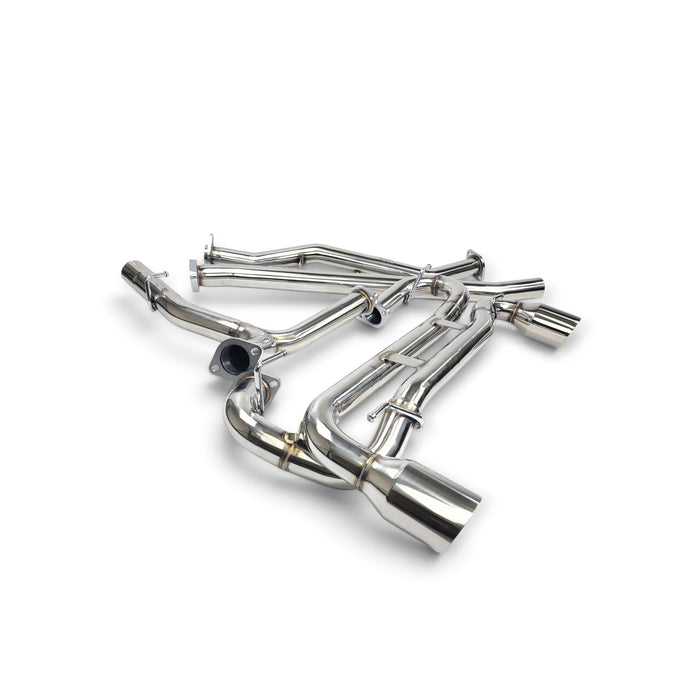 Lunaticsco Circuit Werks stainless steel dual exit straight pipe exhaust for Toyota 86 and GR86 with 4-inch tips.