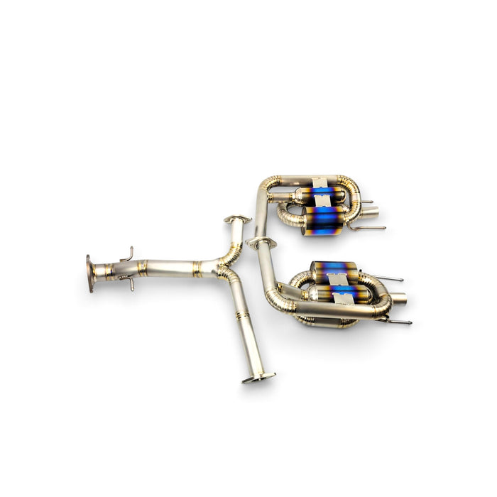 Lunaticsco Circuit Werks burnt titanium axle-back exhaust system for Lexus IS F with Y-pipe and dual mufflers