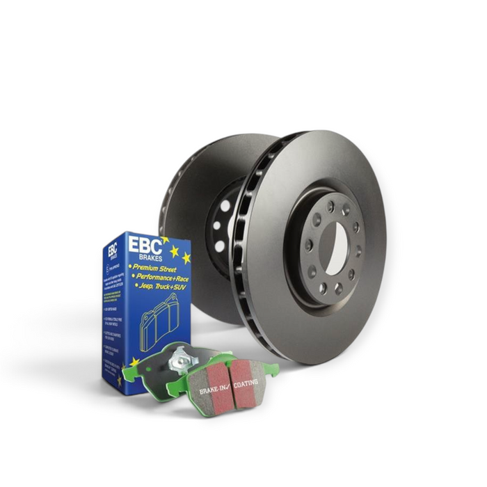 Lunaticsco EBC S11 brake kit with slotted rotors and green performance brake pads for Scion FR-S and Subaru BRZ
