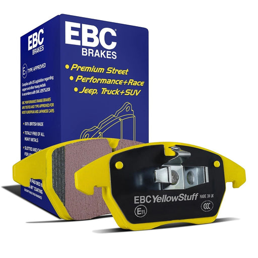 Lunaticsco EBC Yellowstuff brake pads with signature yellow backing plates and original product packaging box