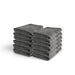 Lunaticsco WASH&WHIPS grey microfiber car cleaning towels stacked neatly for professional detailing and drying