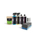 Lunaticsco WASH&WHIPS interior car detailing kit featuring cleaning sprays, glass cleaner, towels, and applicators.
