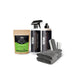 Lunaticsco WASH&WHIPS leather care kit featuring Imola cleaner, Monza conditioner, microfiber towels, and applicators.
